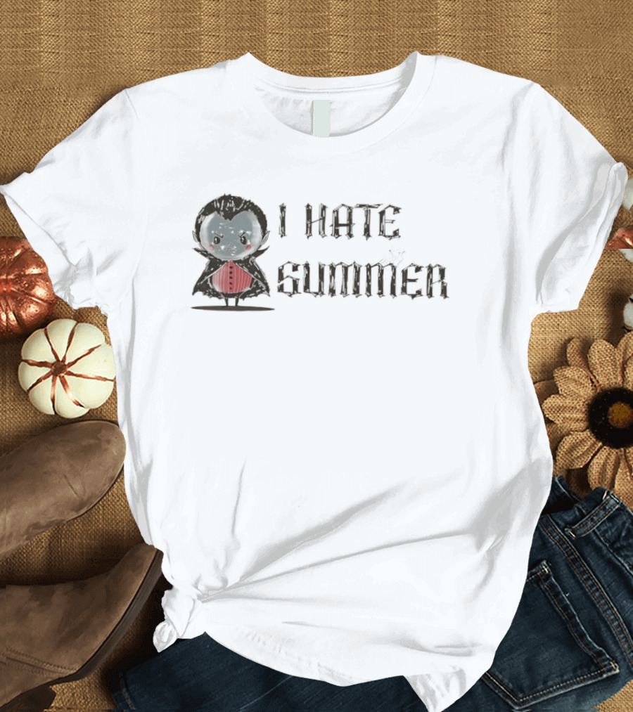 Dracula I Hate Summer Cute Vampire Comic T-Shirt
