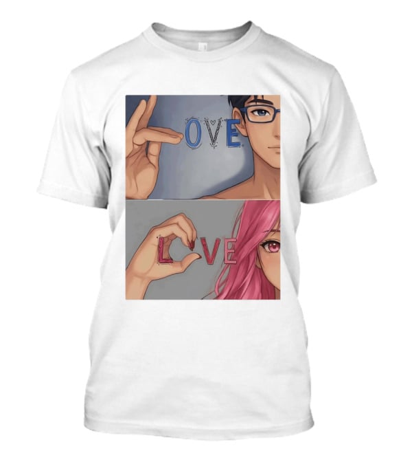 Love Love Anime Couple Hand Gesture T-Shirt