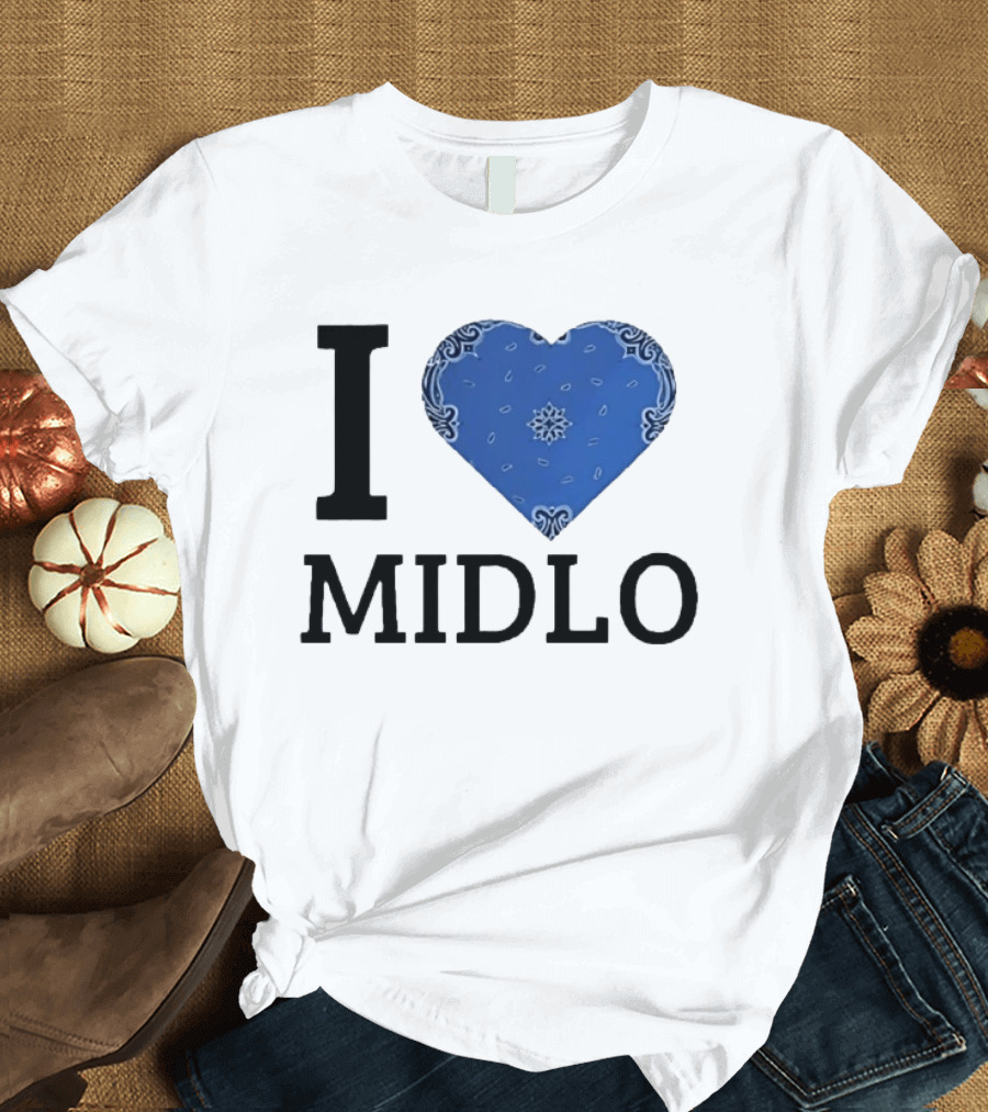 Midlo Love I Heart Blue Bandana T-Shirt