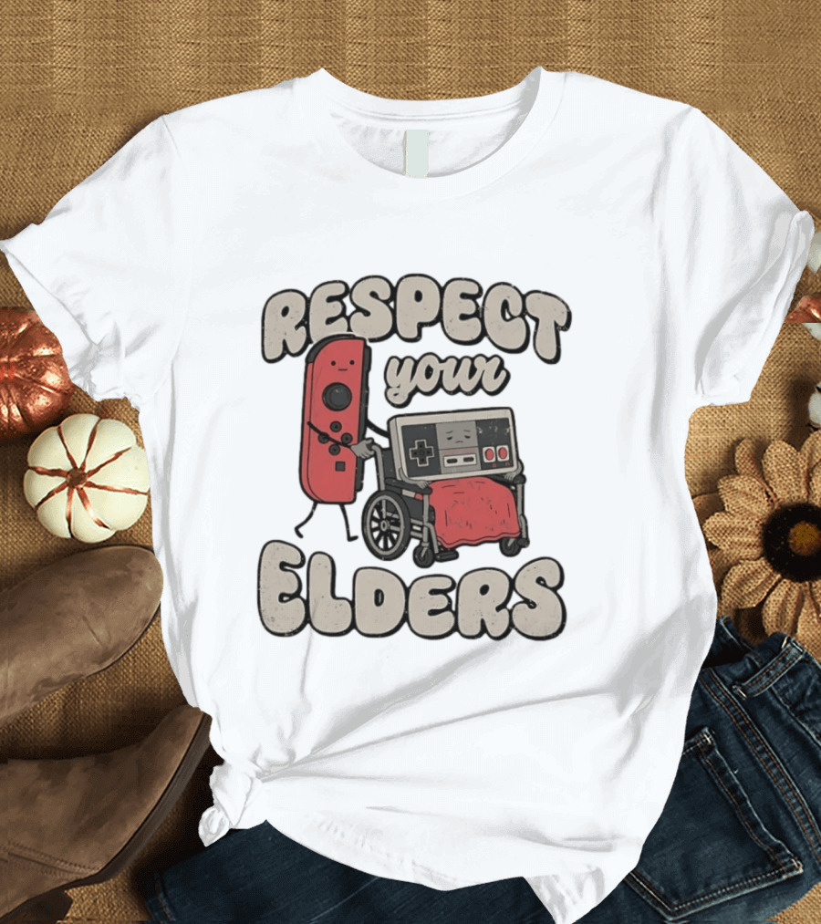 Respect Your Elders Retro Game Console Humor T-Shirt