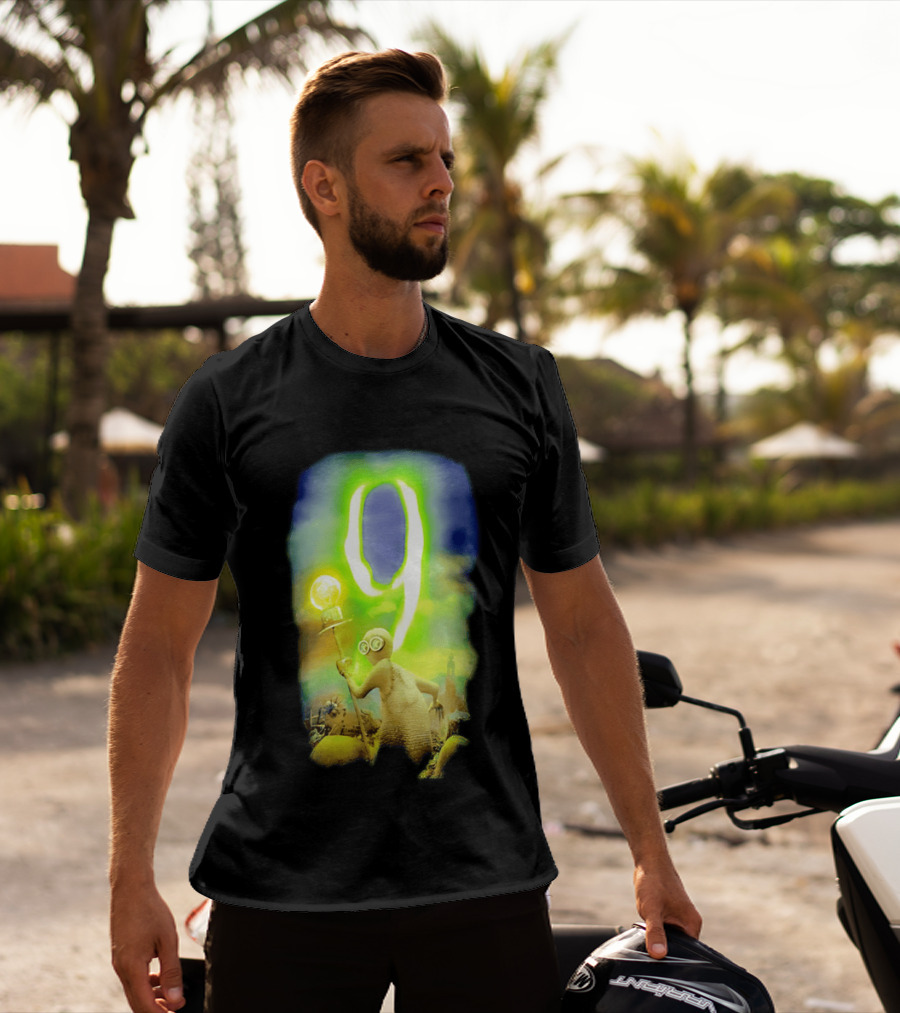 9 Movie Iconic Character With Light Bulb Staff And Gas Mask T-Shirt