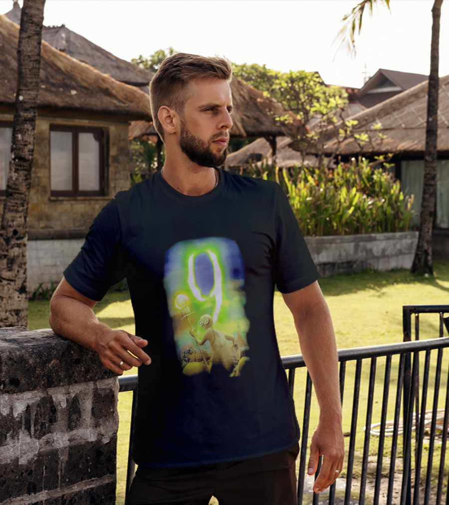 9 Movie Iconic Character With Light Bulb Staff And Gas Mask T-Shirt