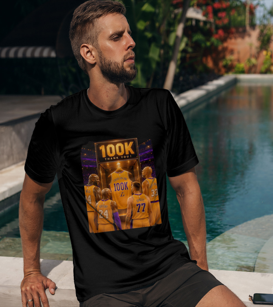 100K Thank You Lakers Fan Zone Players Shaq Kobe Abdul Jabbar T-Shirt