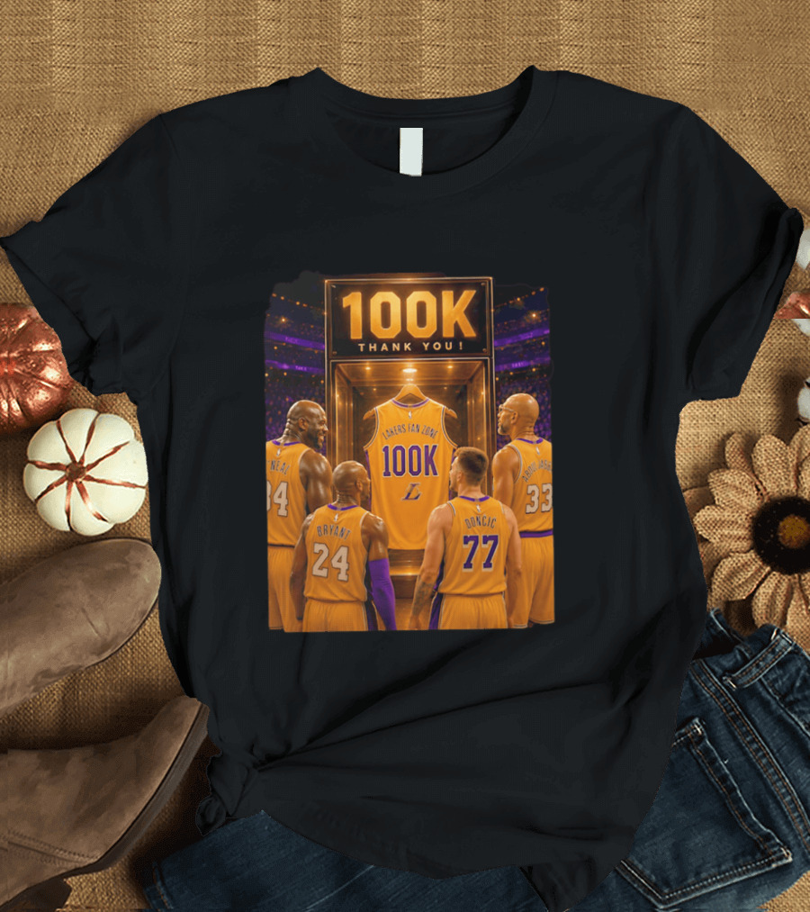 100K Thank You Lakers Fan Zone Players Shaq Kobe Abdul Jabbar T-Shirt