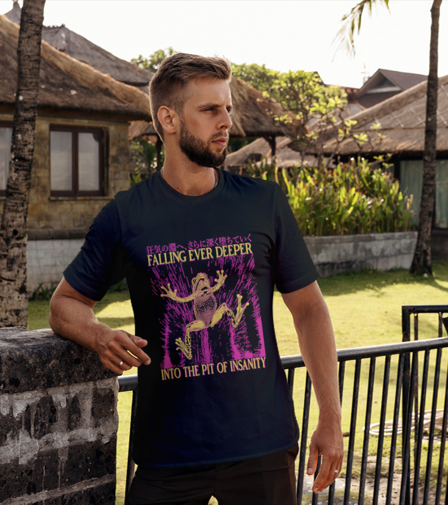 Falling Ever Deeper Into The Pit Of Insanity Frog Neon Burst Japanese T-Shirt