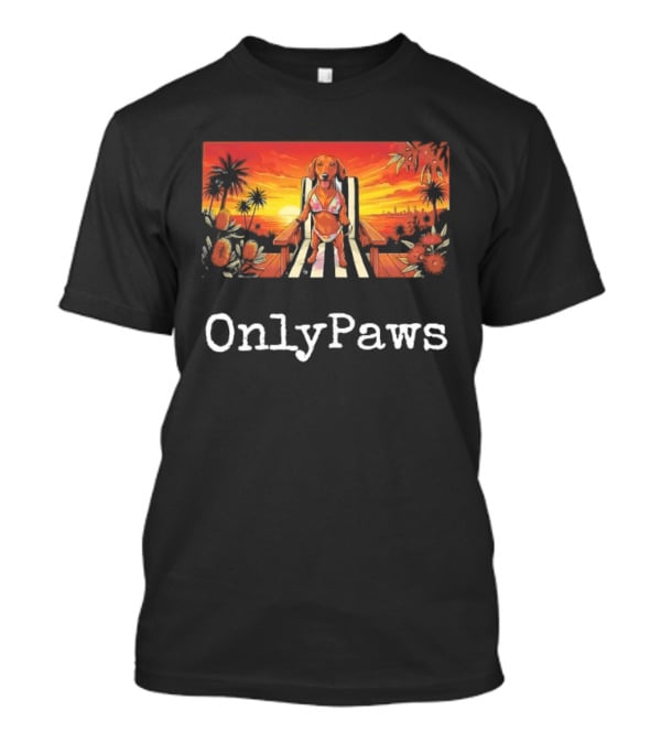 Beach Vibes Dachshund OnlyPaws Sunset Scene T-Shirt