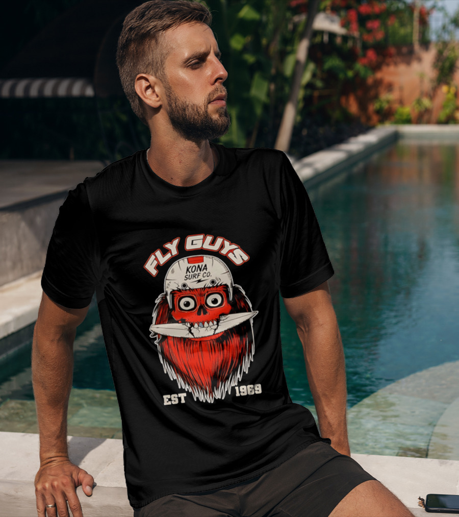 Fly Guys Kona Surf Co Est 1969 Skull Surfboard Helmet T-Shirt