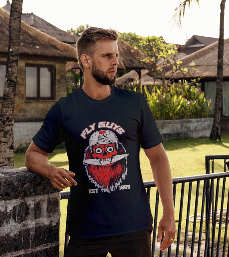 Fly Guys Kona Surf Co Est 1969 Skull Surfboard Helmet T-Shirt