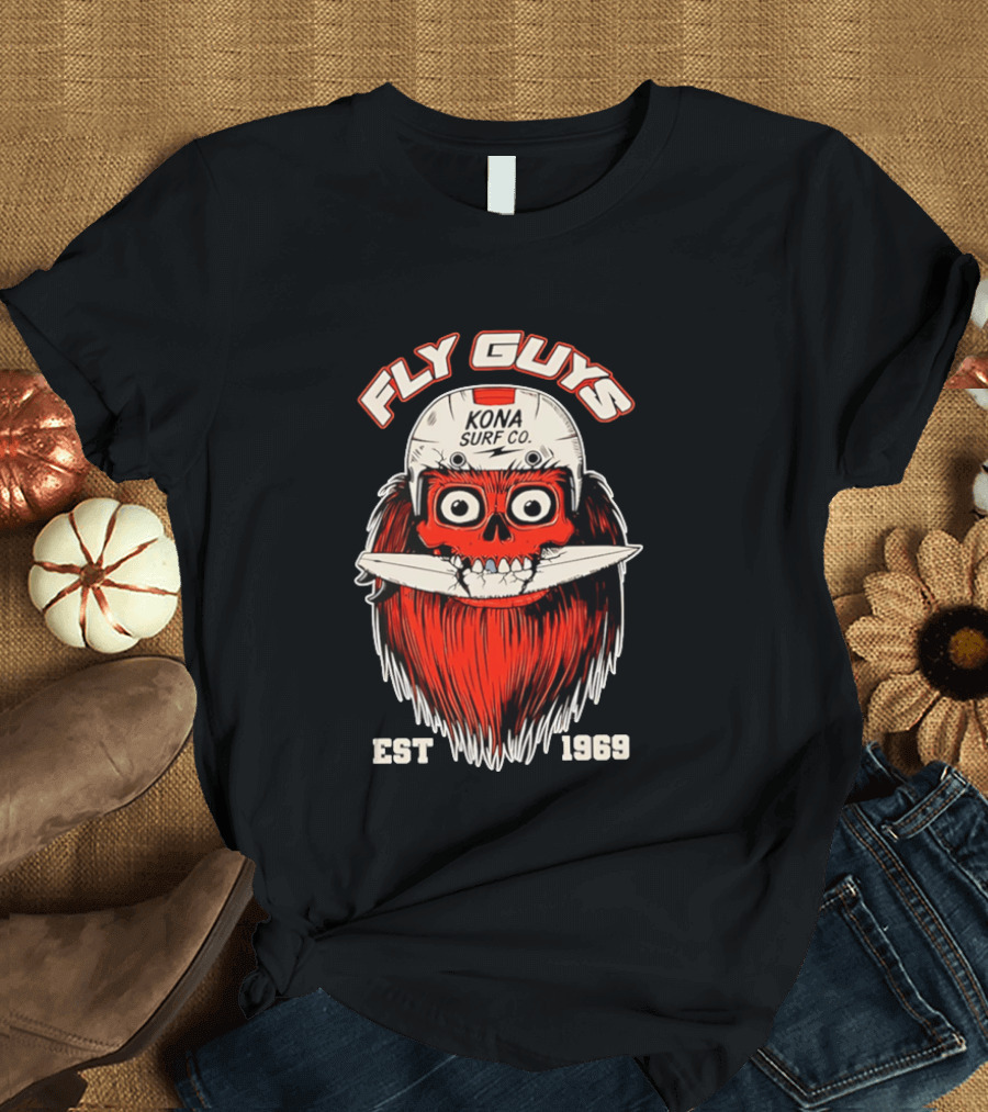 Fly Guys Kona Surf Co Est 1969 Skull Surfboard Helmet T-Shirt