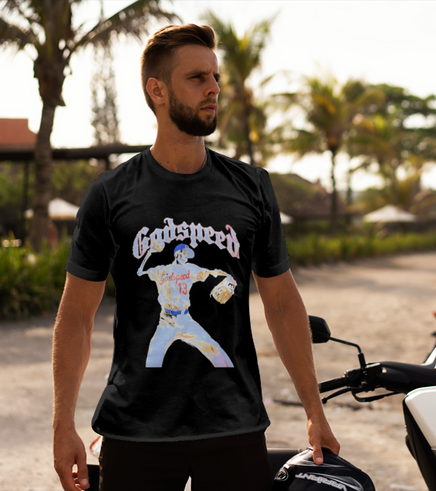 Godspeed Skeleton 13 Pitching Baseball Chicago Cubs T-Shirt