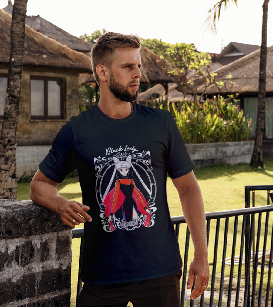 Black Lady Sailor Moon Anime Character Art Nouveau T-Shirt