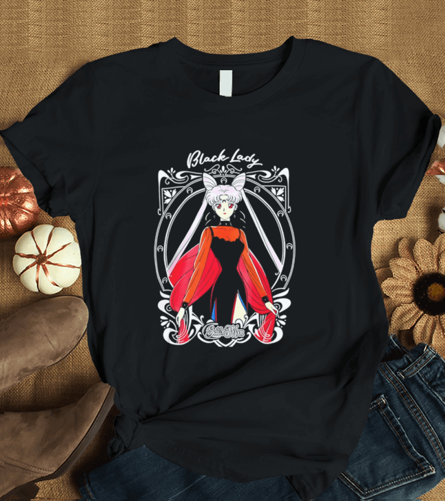 Black Lady Sailor Moon Anime Character Art Nouveau T-Shirt