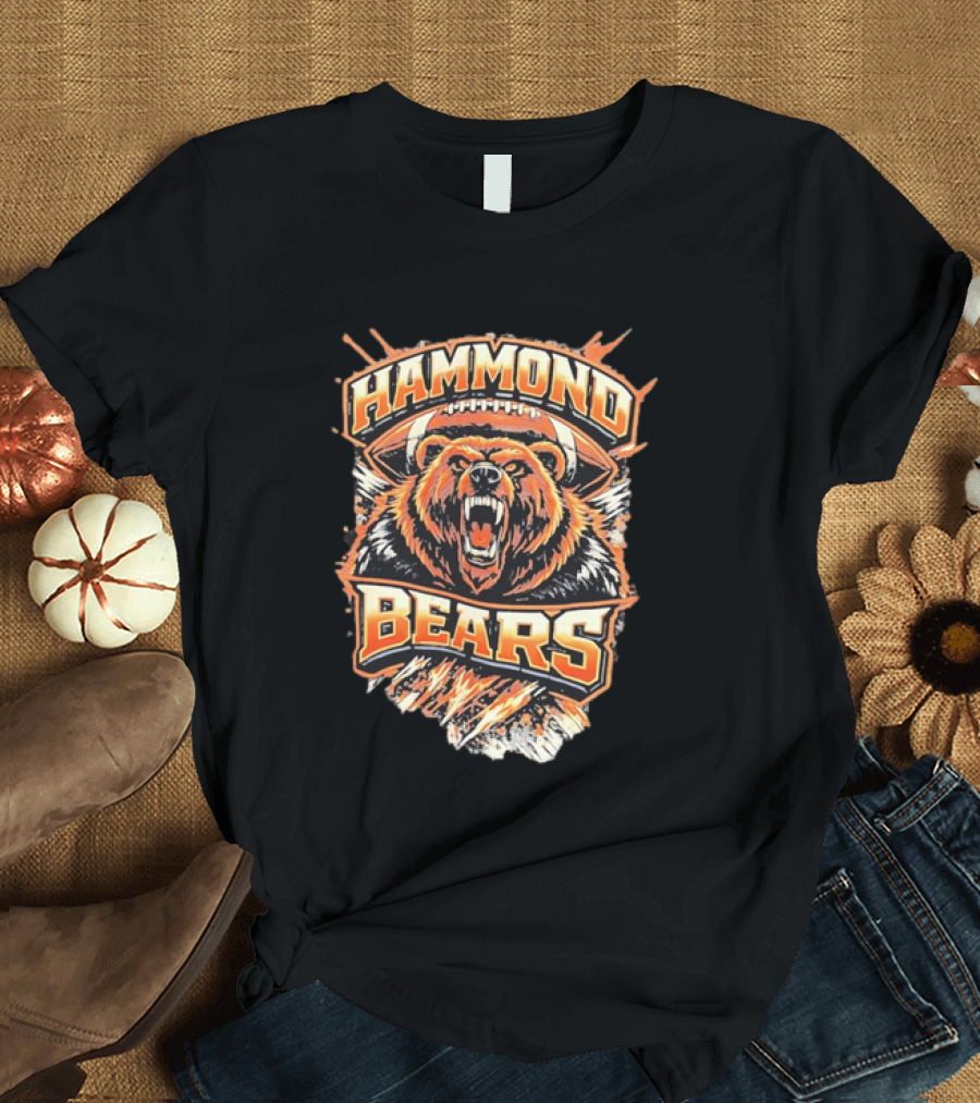 Hammond Bears Football Roaring Bear And Football T-Shirt
