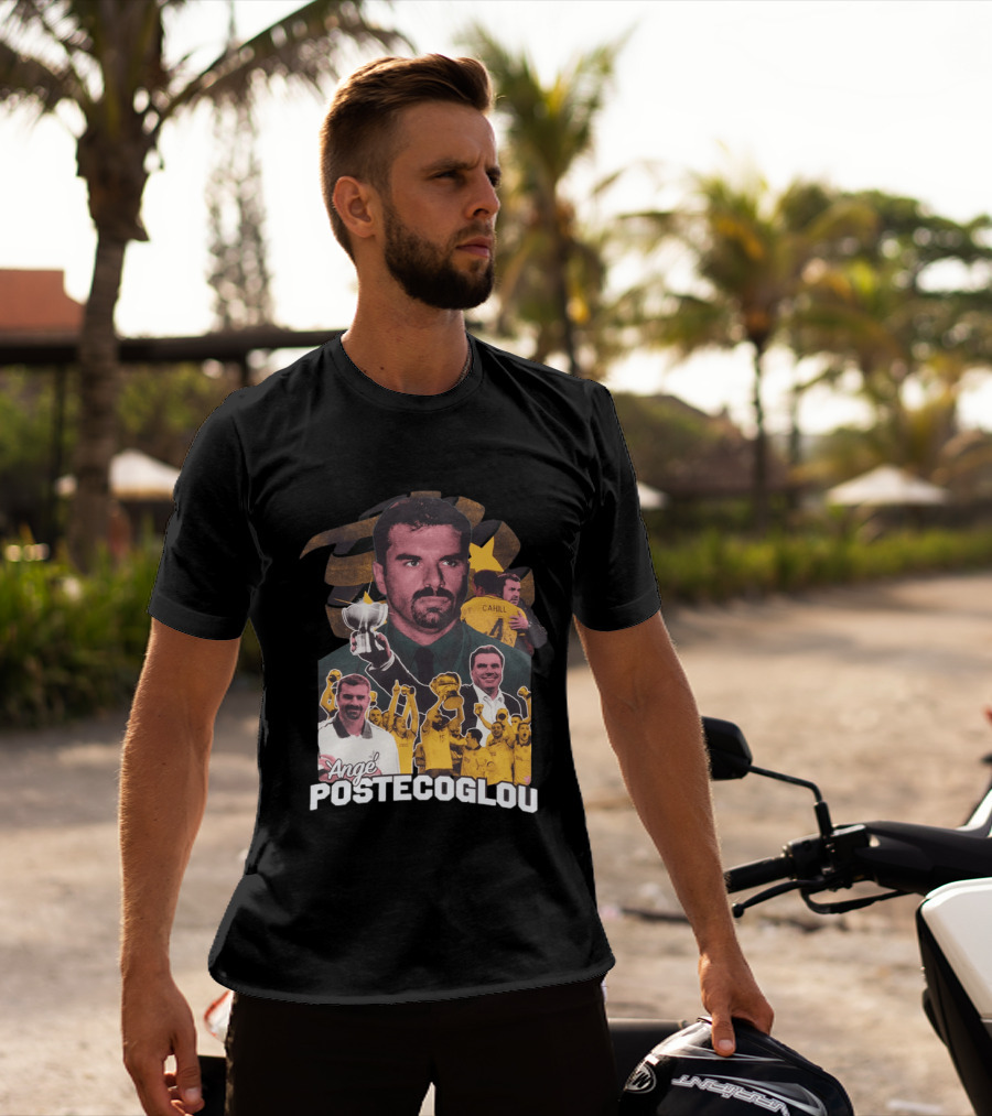 Ange Postecoglou Victory Celebration Collage Champions Cup Cahill T-Shirt