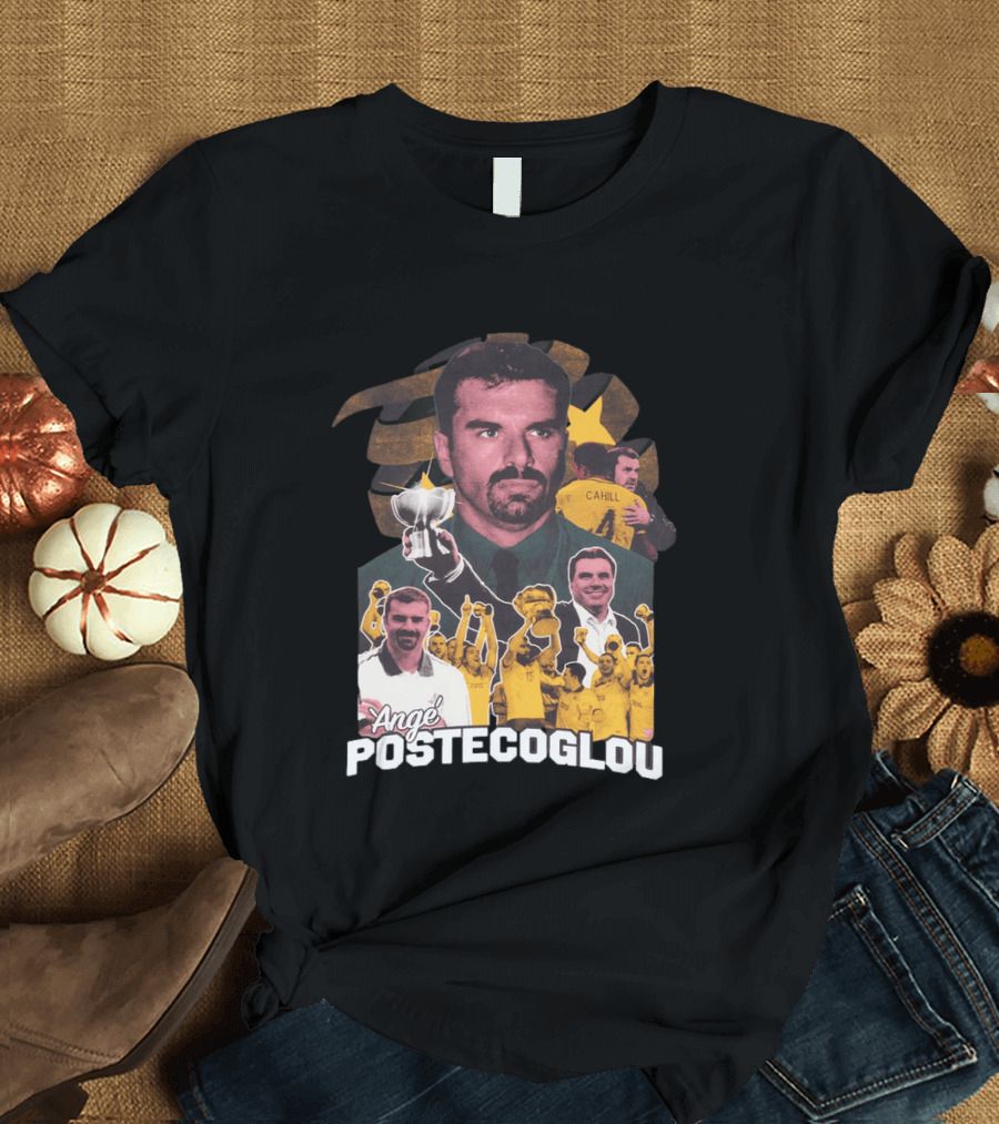 Ange Postecoglou Victory Celebration Collage Champions Cup Cahill T-Shirt