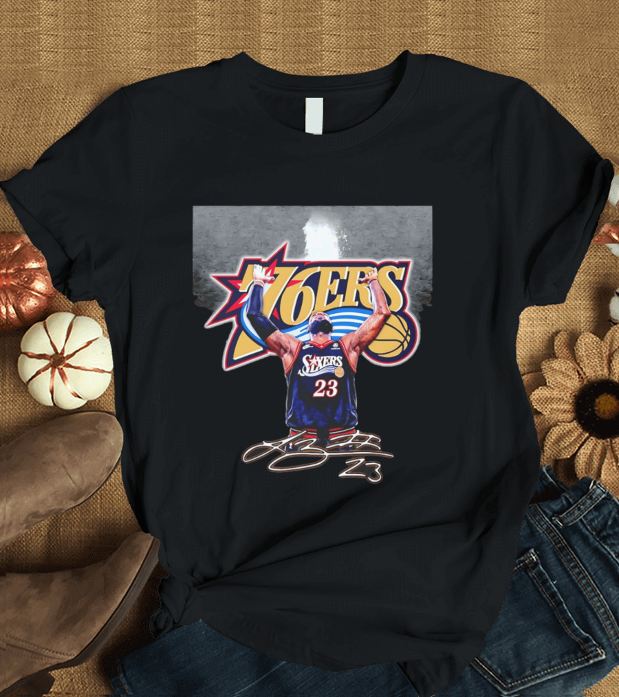 Philadelphia 76ers LeBron James Number 23 Basketball Celebration T-Shirt