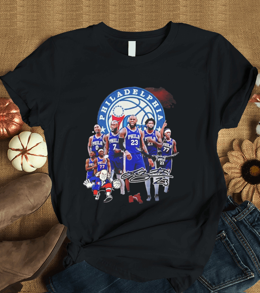 Philadelphia 76ers LeBron James 23 Phila Basketball Team Collage T-Shirt