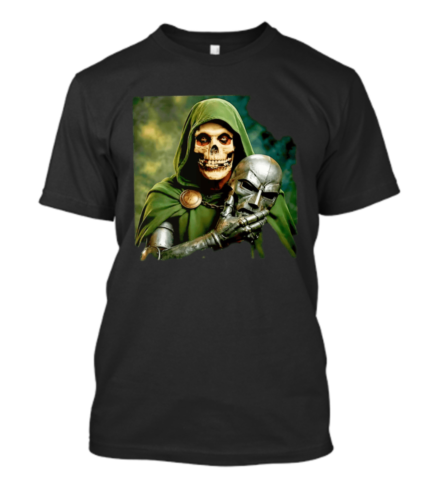 Doctor Doom Skull Face Holding Mask Supervillain Marvel T-Shirt