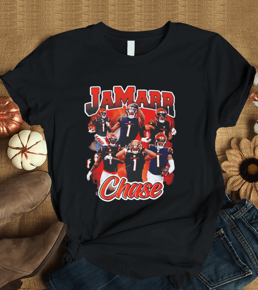 Ja'Marr Chase Cincinnati Bengals Collage Player 1 NFL Football Star T-Shirt