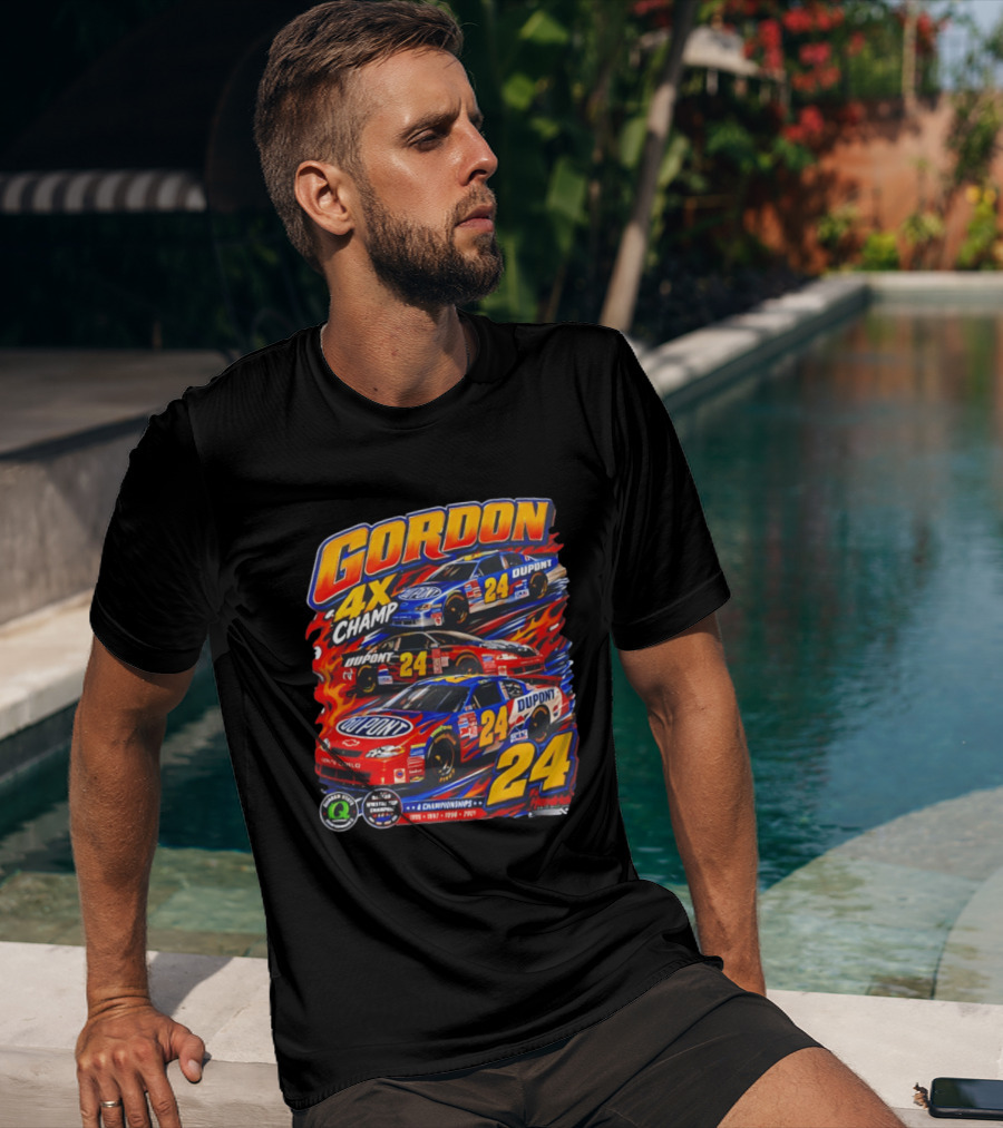 Gordon 4X Champ Number 24 Dupont Racing Car 4 Championships T-Shirt