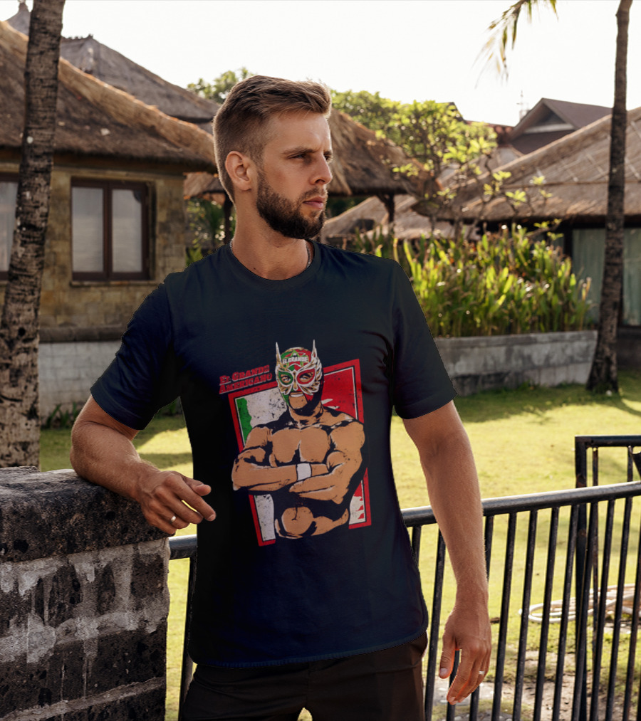 El Grande Americano Lucha Libre Wrestler Mexican Flag Masked Hero T-Shirt