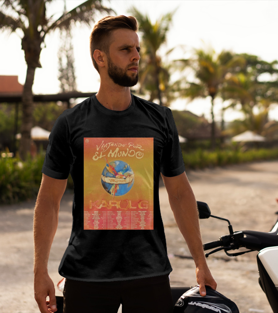Karol G Viajando Por El Mundo Tropitour 2026 World Tour Dates Colorful Parrot T-Shirt