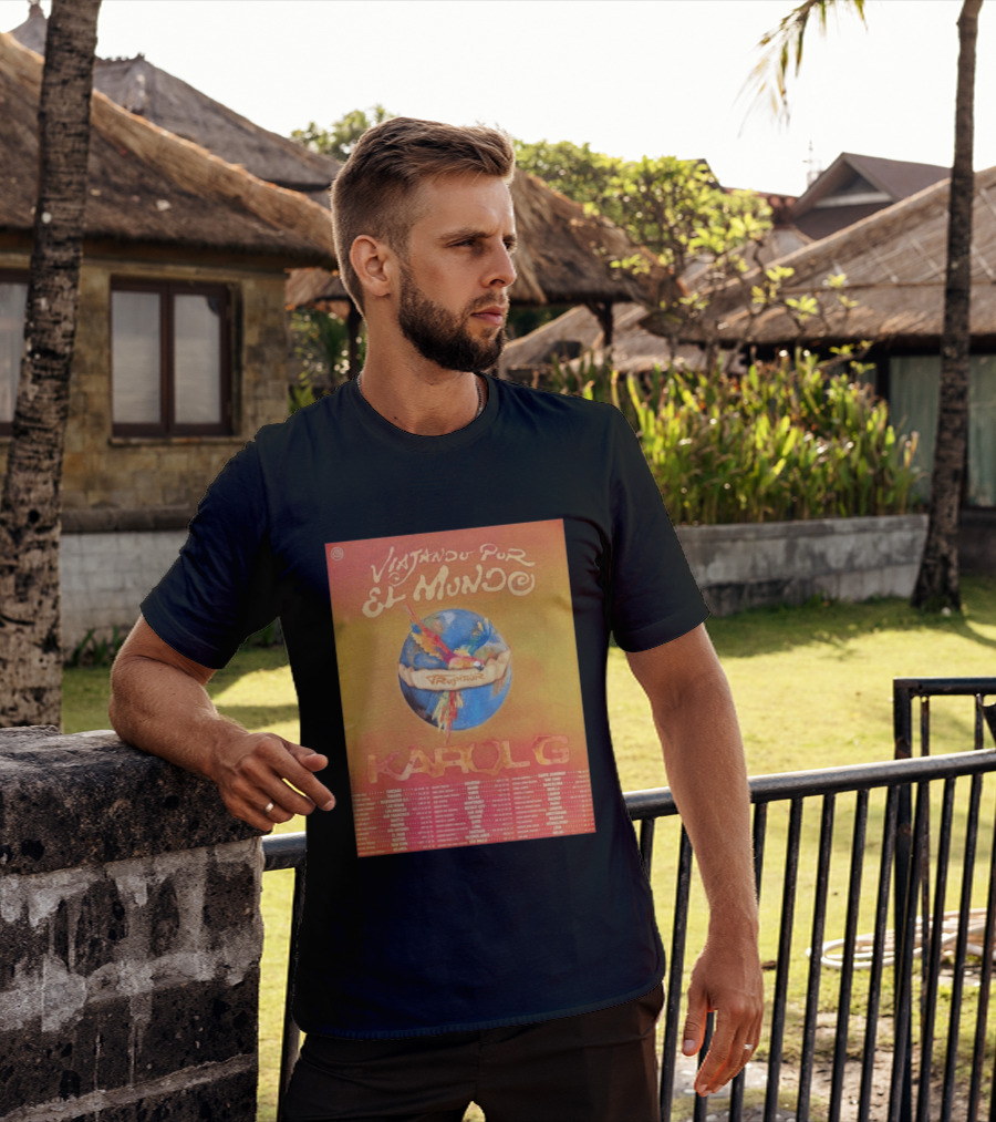 Karol G Viajando Por El Mundo Tropitour 2026 World Tour Dates Colorful Parrot T-Shirt