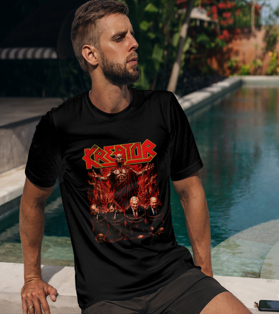 Kreator Devil Symbolism With Chilean Politicians Bound In Chains T-Shirt