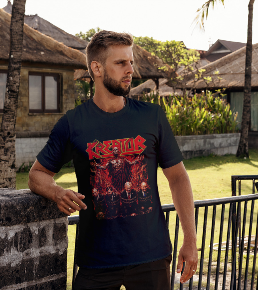 Kreator Devil Symbolism With Chilean Politicians Bound In Chains T-Shirt