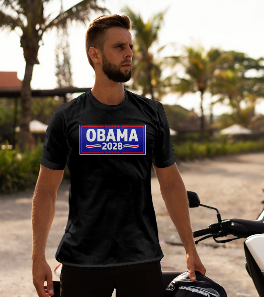 Obama 2028 Stars Stripes Political Campaign T-Shirt