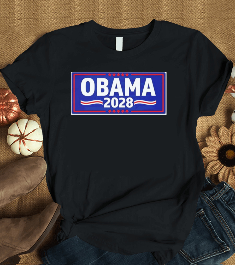 Obama 2028 Stars Stripes Political Campaign T-Shirt