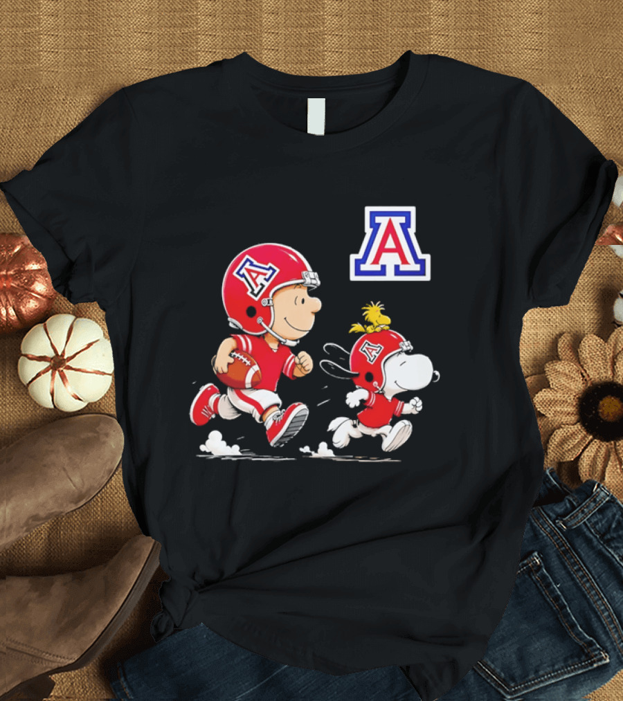 Peanuts Characters Football Arizona Wildcats Team Helmets And Jerseys T-Shirt