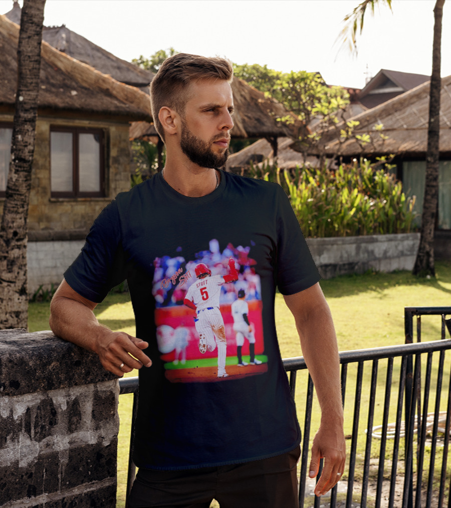 Philadelphia Phillies Bryson Stott 5 Baseball Game Action T-Shirt