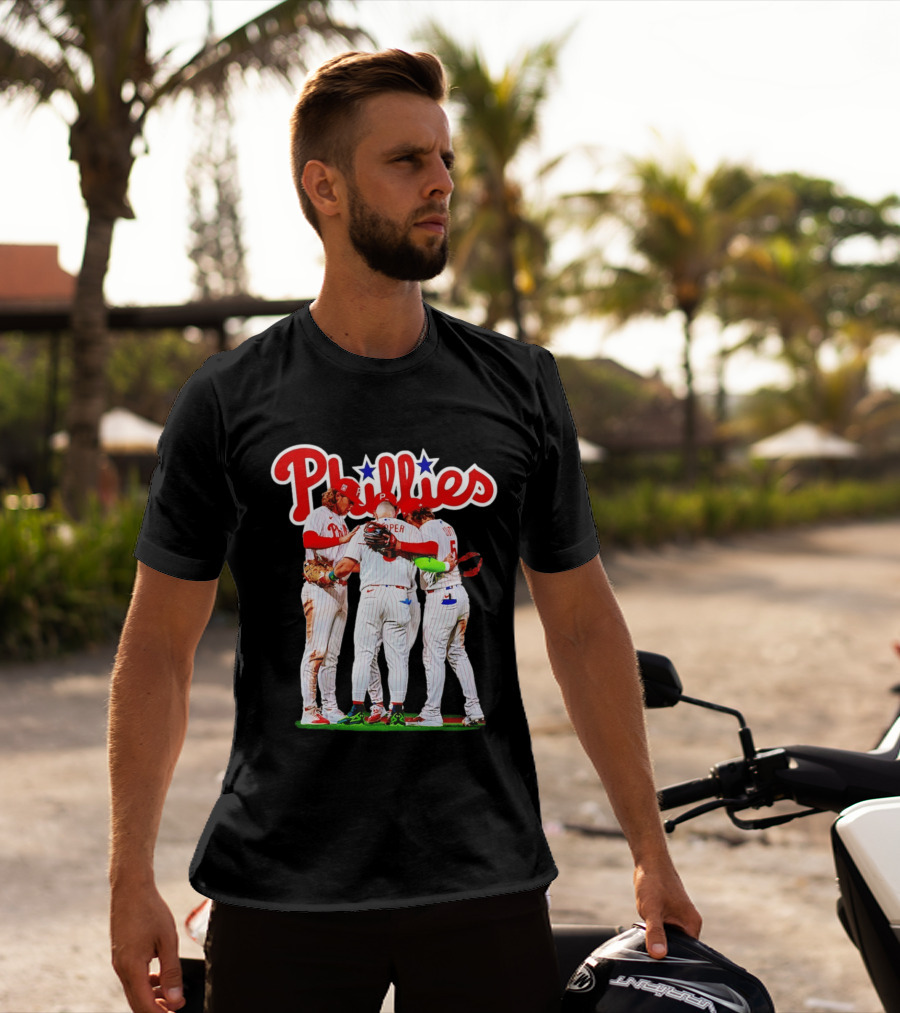 Philadelphia Phillies Team Huddle Harper '26 Baseball Collaboration T-Shirt