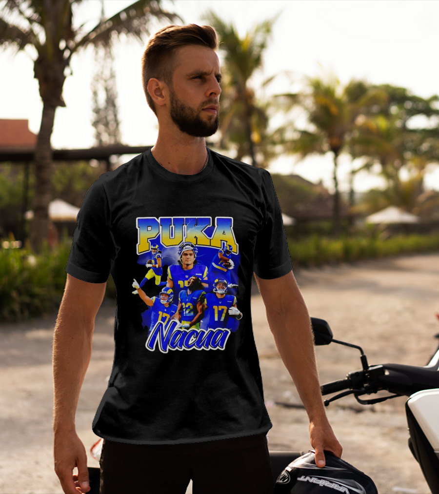 Puka Nacua Los Angeles Rams 17 Football Player Collage T-Shirt