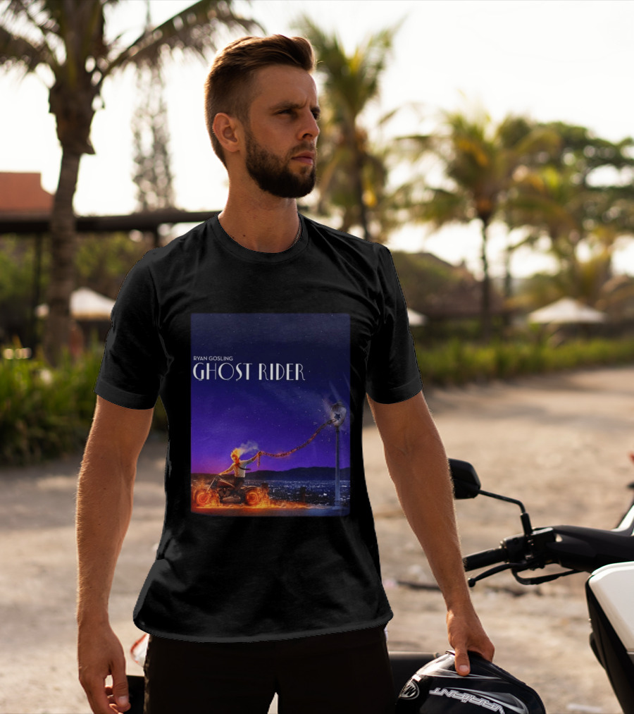 Ryan Gosling Ghost Rider Meets La La Land Lamppost Scene T-Shirt