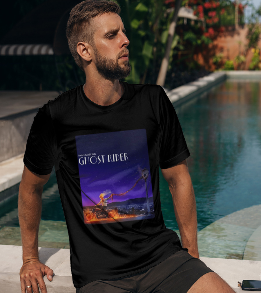 Ryan Gosling Ghost Rider Meets La La Land Lamppost Scene T-Shirt