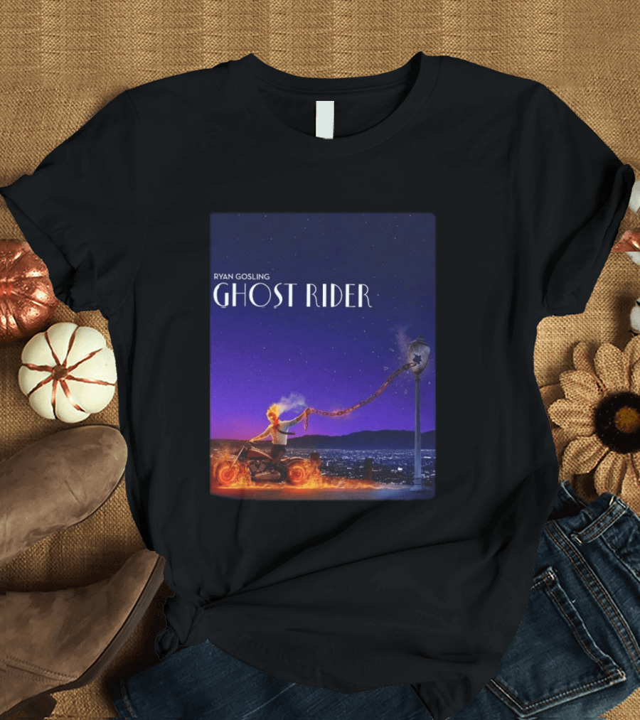 Ryan Gosling Ghost Rider Meets La La Land Lamppost Scene T-Shirt