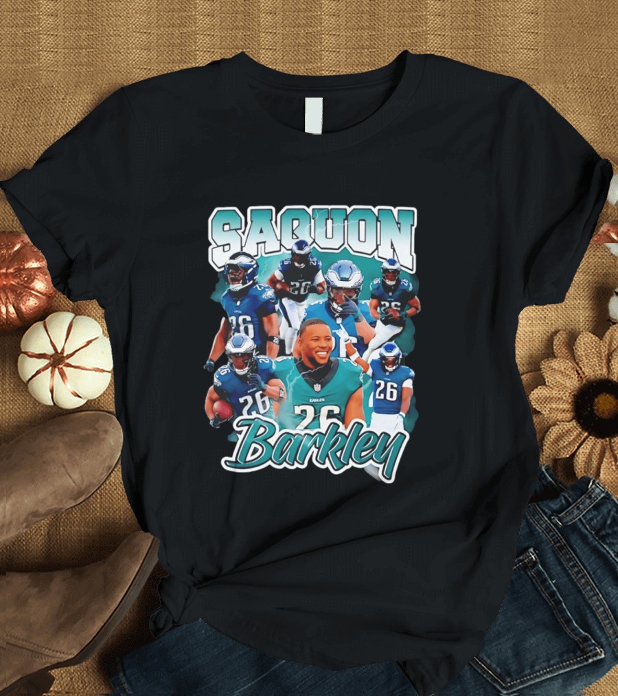 Saquon Barkley Eagles Number 26 Player Collage T-Shirt