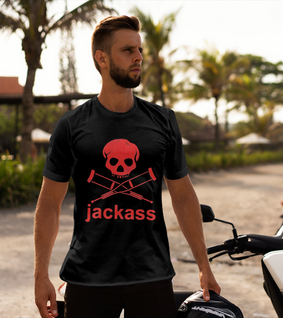Skull Crutches Jackass Red T-Shirt