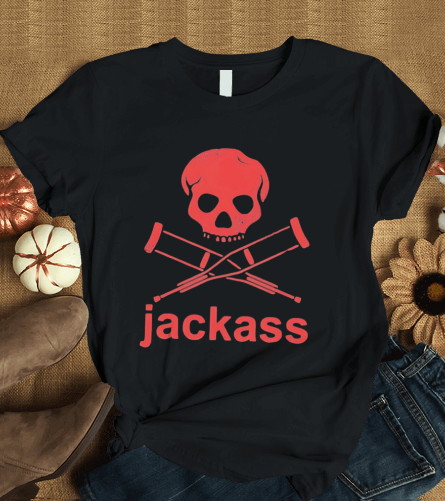 Skull Crutches Jackass Red T-Shirt
