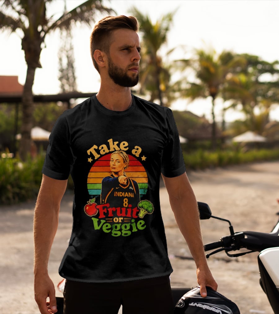 Sophie Cunningham Indiana Fever Take A Fruit Or Veggie Rainbow Stripes T-Shirt