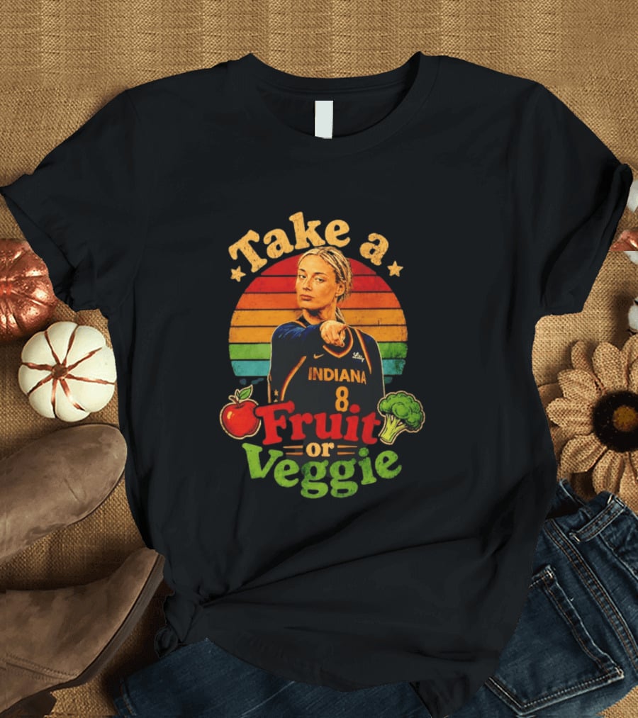 Sophie Cunningham Indiana Fever Take A Fruit Or Veggie Rainbow Stripes T-Shirt