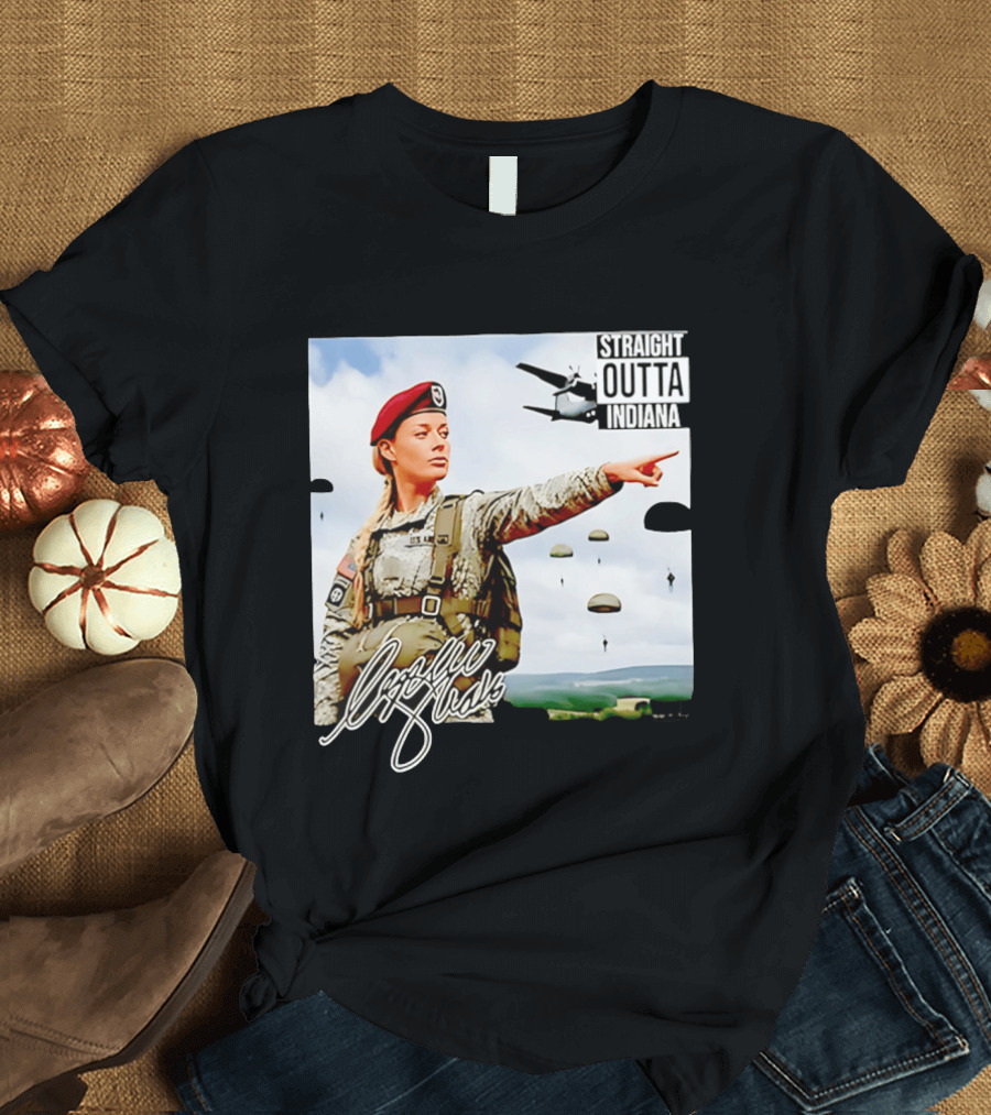 Sophie Cunningham Straight Outta Indiana Military Paratrooper T-Shirt