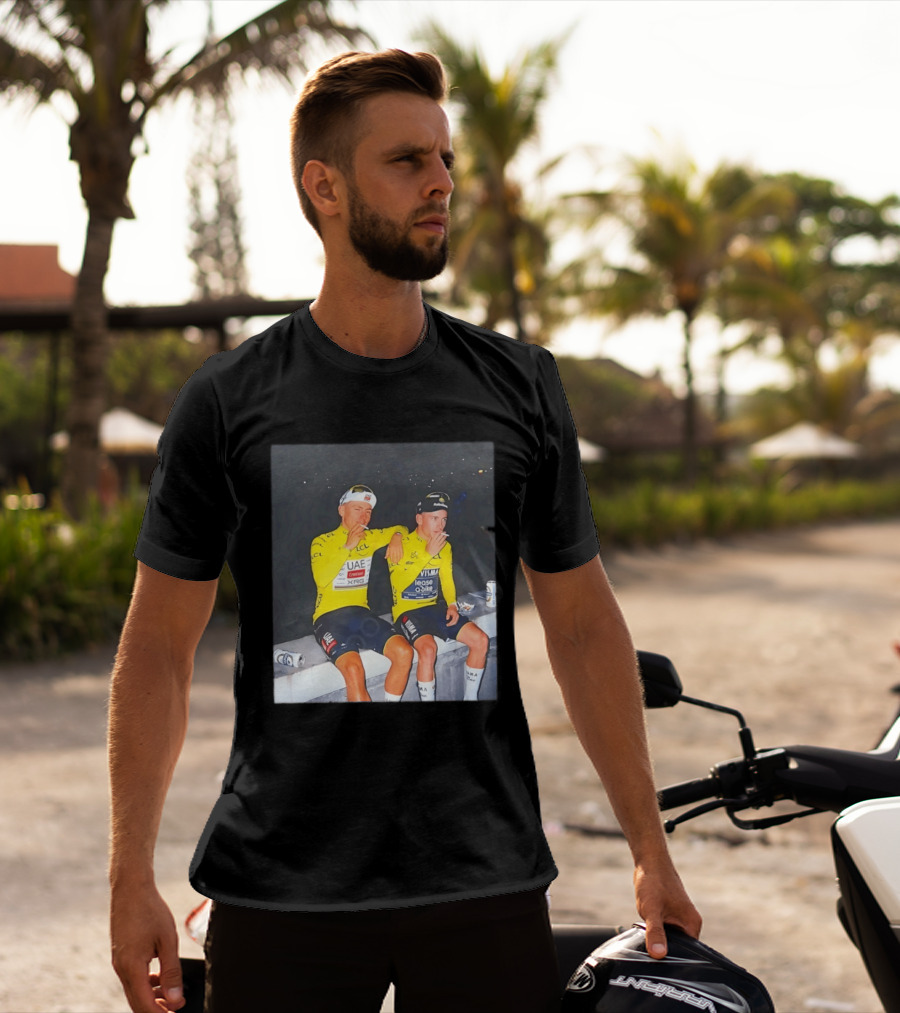 Tadej Pogačar Jonas Vingegaard Smoking LCL UAE Team Emirates Jumbo Visma Yellow Jersey T-Shirt