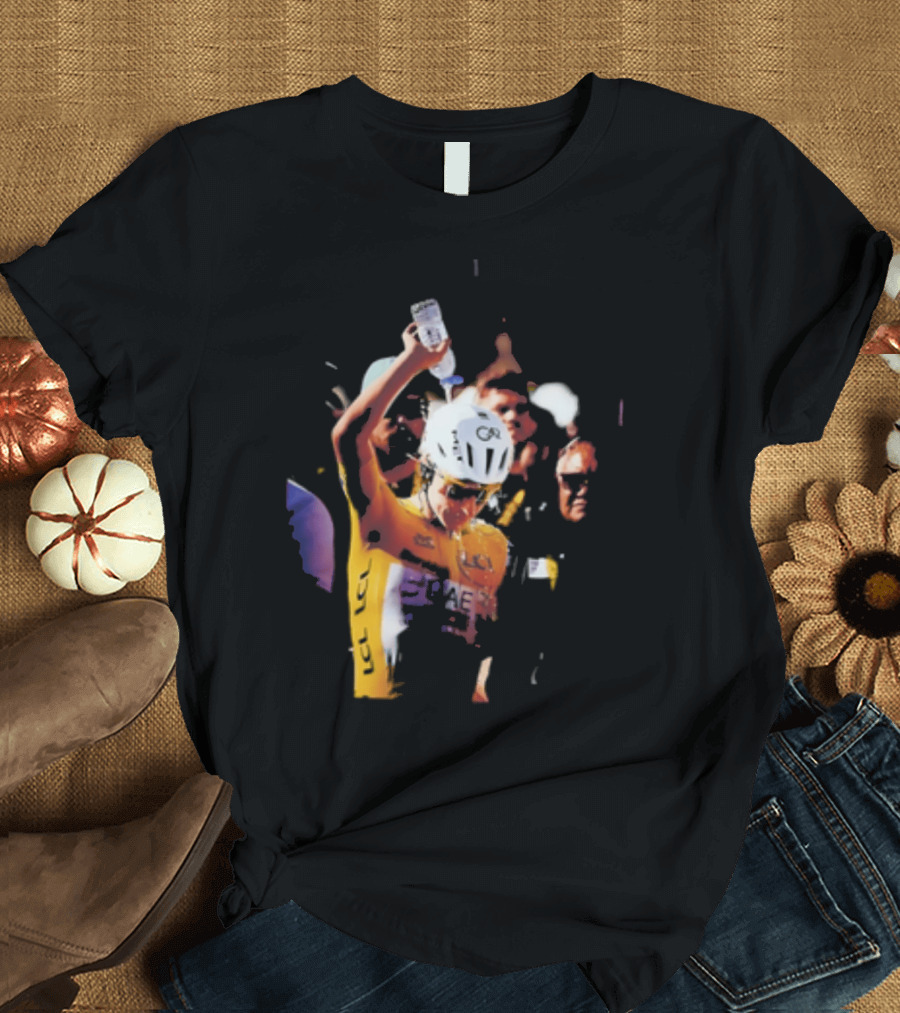Tadej Pogačar Cooling Off With Water Bottle T-Shirt