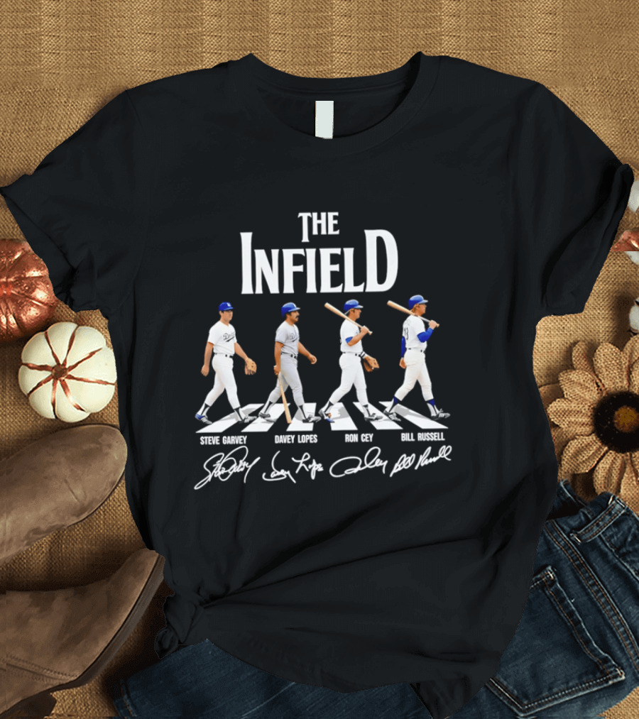 The Infield Steve Garvey Davey Lopes Ron Cey Bill Russell MLB Abbey Road T-Shirt