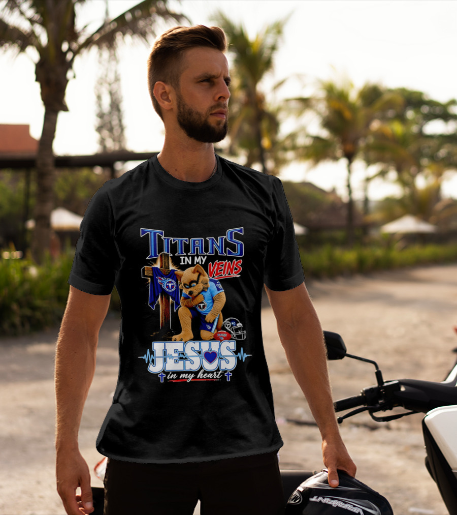 Tennessee Titans In My Veins Jesus In My Heart Rex T-Shirt
