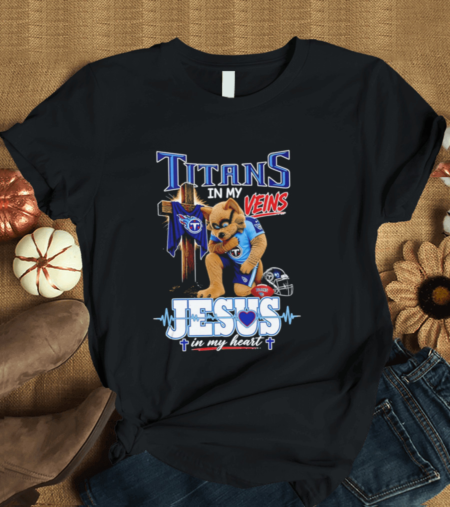 Tennessee Titans In My Veins Jesus In My Heart Rex T-Shirt