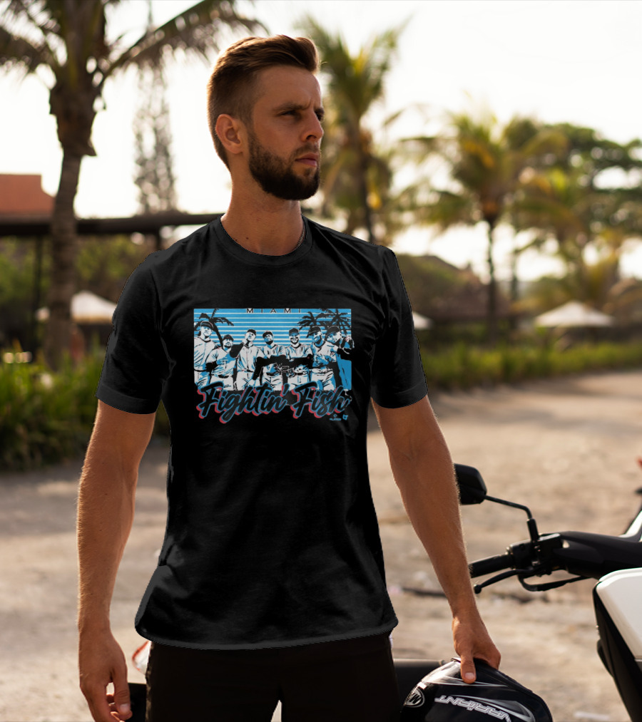 Miami Fightin' Fish Baseball Team Palm Trees T-Shirt
